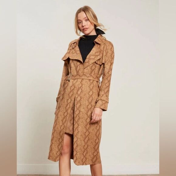 Women's Lucy Paris Chloe Snake Coat Belted Trench Size Medium EUC - Picture 1 of 10